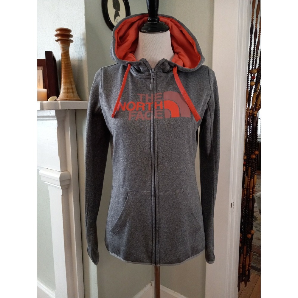 The NORTH FACE S Full Zip Small  Hood Jacket Gray Hot Pink Mauve Half Dome